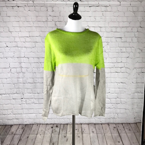 BNWT Size M Hye Park & Lune gray and lime sweater - Picture 2 of 6
